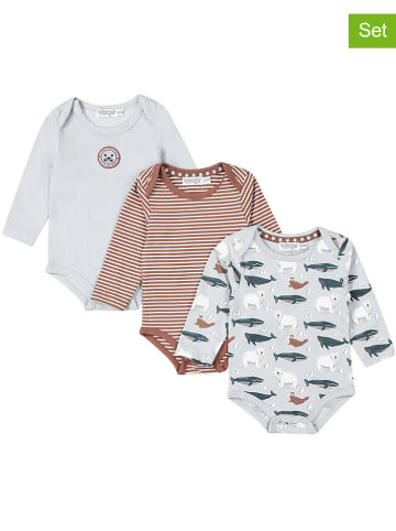 Dirkje 3er-Set: Bodys in Hellblau/ Hellbraun