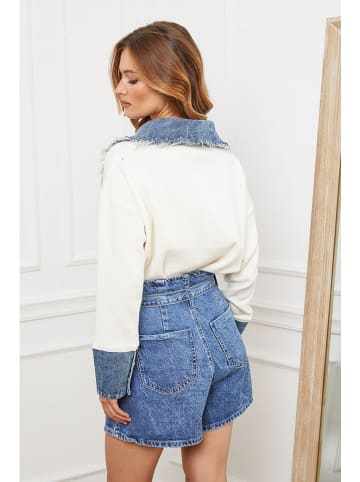 Joséfine Pullover "Calvi" in Creme/ Blau