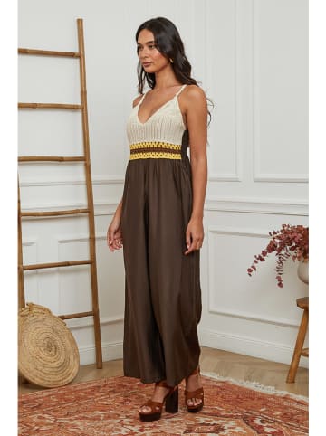 La Compagnie Du Lin Kombinezon w kolorze kremowo-brązowym