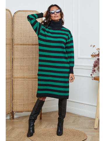 So Cachemire Gebreide jurk "Javot" groen/zwart