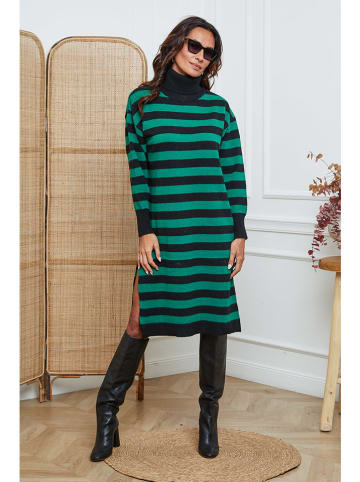 So Cachemire Gebreide jurk "Javot" groen/zwart