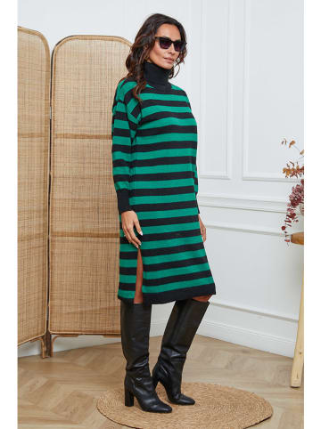 So Cachemire Strickkleid "Javot" in Grün/ Schwarz