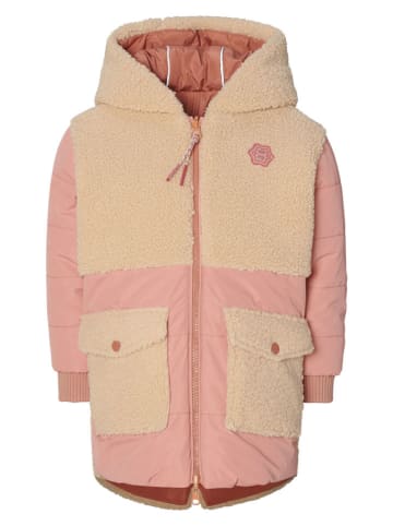Noppies Dwustronna kurtka polarowa "Nova" w kolorze beżowo-jasnoróżowym
