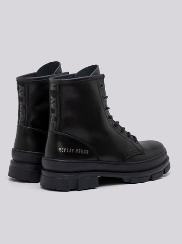 Replay Skórzane botki w kolorze czarnym