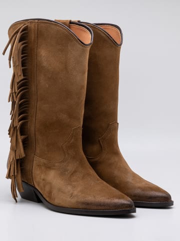 Replay Leren enkellaarzen lichtbruin