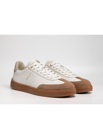 Replay Leren sneakers wit/lichtbruin