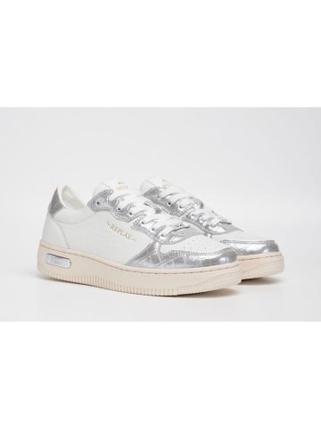 Replay Leren sneakers wit/zilverkleurig