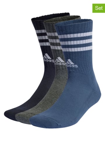 adidas 3-delige set: sportsokken blauw/grijs/zwart
