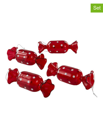 Jotex 4er-Set: Christbaumornamente ''Candy'' in Rot - (L)14 cm
