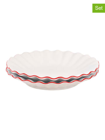 Jotex Talerzyki deserowe (2 szt.) "Bonnie" w kolorze biało-czerwonym - Ø 19 cm