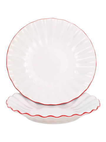 Jotex Talerzyki deserowe (2 szt.) "Bonnie" w kolorze biało-czerwonym - Ø 19 cm