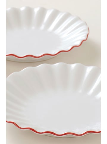 Jotex Talerzyki deserowe (2 szt.) "Bonnie" w kolorze biało-czerwonym - Ø 19 cm