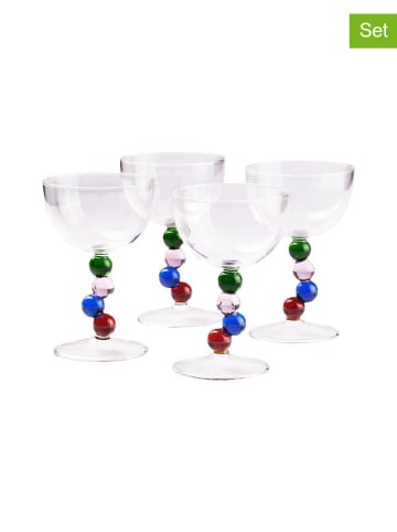 Jotex 4-delige set: cocktailglazen "Kyoto" meerkleurig - 240 ml