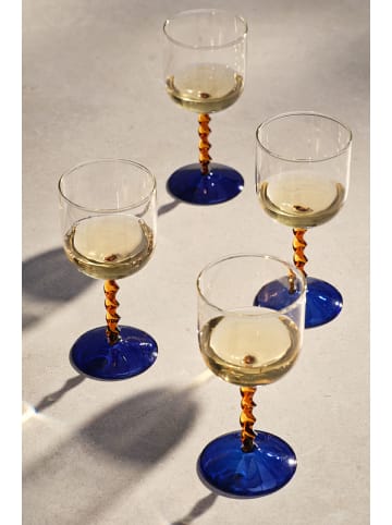 Jotex 4-delige set: wijnglazen "Yuko" blauw/lichtbruin - 380 ml