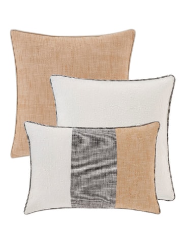 Jotex 3er-Set: Kissenhüllen ''Chambray'' in Beige/ Weiß/ Grau