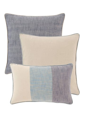 Jotex 3er-Set: Kissenhüllen ''Chambray'' in Creme/ Grau
