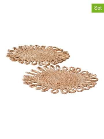 Jotex 2-delige set: placemats "Gaia" beige - Ø 38 cm