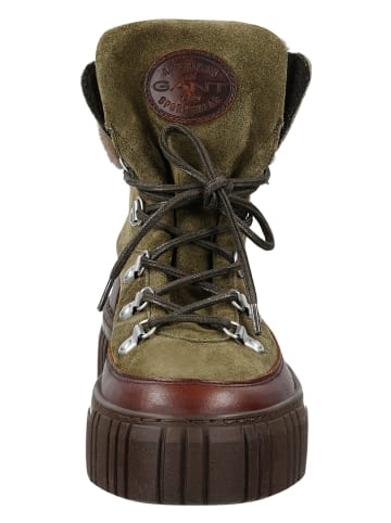 GANT Footwear Skórzane botki "Snowmont" w kolorze oliwkowym