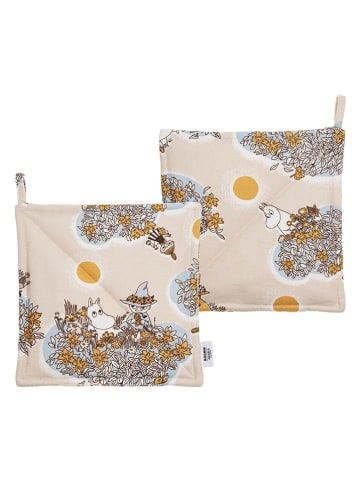 Moomin Łapka kuchenna "Family Time" w kolorze beżowo-żółtym - 22 x 22 cm