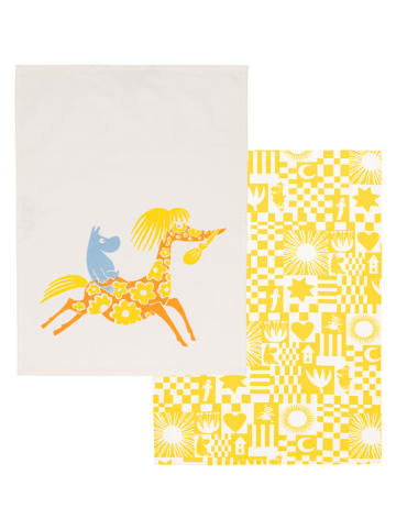 Moomin Ściereczki (2 szt.) "Party" w kolorze beżowo-żółtym do naczyń - 70 x 50 cm