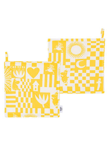 Moomin Łapki kuchenne (2 szt.) "Party" w kolorze żółtym - 22 x 22 cm