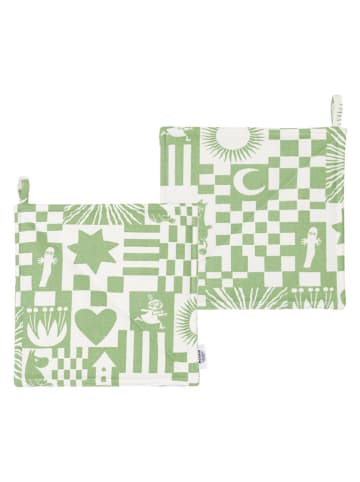 Moomin 2er-Set: Topflappen ''Party'' in Grün - (L)22 x (B)22 cm