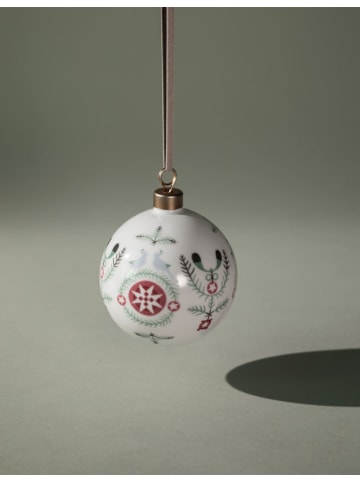 Rörstrand Christbaumkugel in Weiß/ Rot/ Grün - Ø 8 cm
