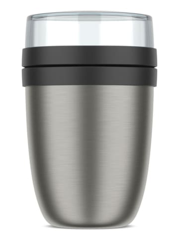 Mepal Lunchpot "Ellipse" w kolorze srebrno-czarnym - wys. 16,9 x Ø 10,7 cm