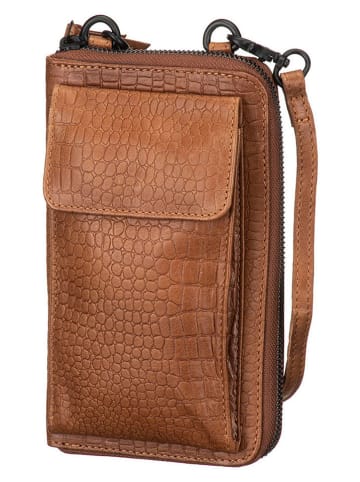 Betty Barclay Skórzana torebka w kolorze jasnobrązowym na telefon - 20 x 11 x 3 cm