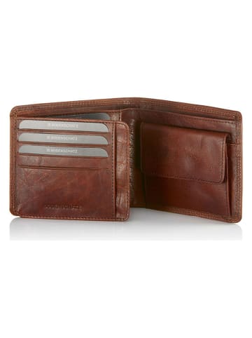 Bodenschatz Leder-Geldbörse in Hellbraun - (B)12 x (H)9,5 x (T)1,5 cm