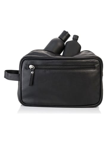 Bodenschatz Leder-Kosmetiktasche in Schwarz - (B)24,5 x (H)15 x (T)10 cm