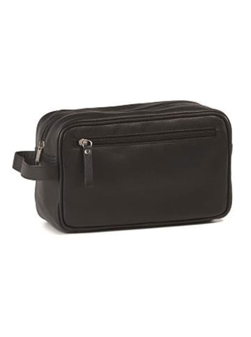Bodenschatz Leder-Kosmetiktasche in Schwarz - (B)24,5 x (H)15 x (T)10 cm