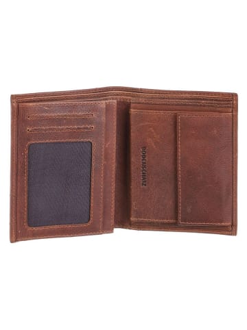 Bodenschatz Skórzany portfel w kolorze jasnobrązowym - 10 x 13 x 2 cm