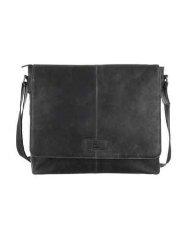 Bodenschatz Skórzana aktówka w kolorze czarnym - 36 x 31 x 9 cm