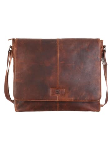 Bodenschatz Skórzana aktówka w kolorze jasnobrązowym - 36 x 31 x 9 cm