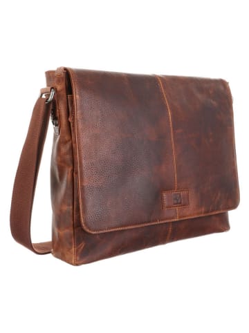 Bodenschatz Skórzana aktówka w kolorze jasnobrązowym - 36 x 31 x 9 cm