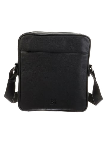 Bodenschatz Leder-Umhängetasche in Schwarz - (B)27 x (H)29,5 x (T)7,5 cm