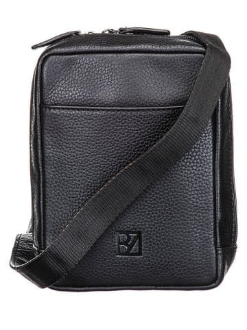 Bodenschatz Leder-Umhängetasche in Schwarz - (B)14 x (H)18,5 x (T)5 cm