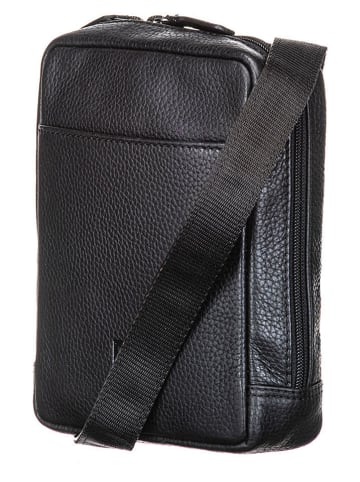 Bodenschatz Leder-Umhängetasche in Schwarz - (B)14 x (H)18,5 x (T)5 cm