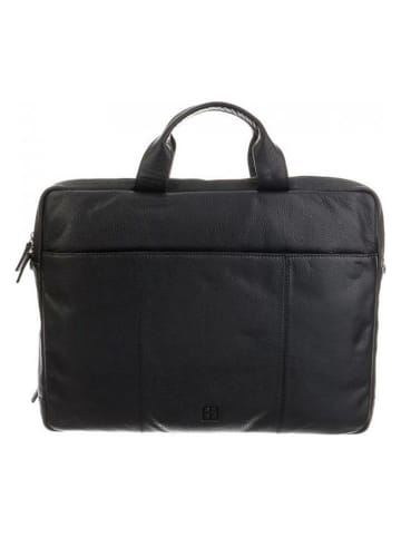 Bodenschatz Skórzana aktówka w kolorze czarnym - 43,5 x 32,5 x 10 cm