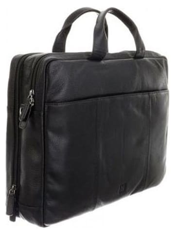 Bodenschatz Skórzana aktówka w kolorze czarnym - 43,5 x 32,5 x 10 cm