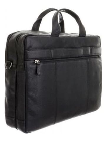 Bodenschatz Skórzana aktówka w kolorze czarnym - 43,5 x 32,5 x 10 cm