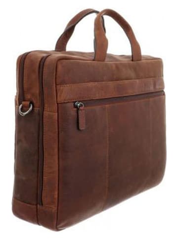 Bodenschatz Skórzana aktówka w kolorze jasnobrązowym - 43,5 x 32,5 x 10 cm