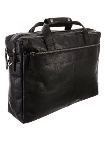 Bodenschatz Skórzana aktówka w kolorze czarnym - 42 x 30 x 10 cm