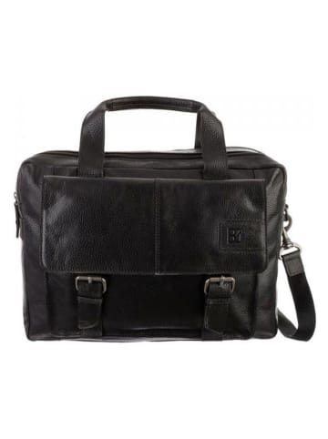 Bodenschatz Skórzana aktówka w kolorze czarnym - 42 x 30 x 10 cm