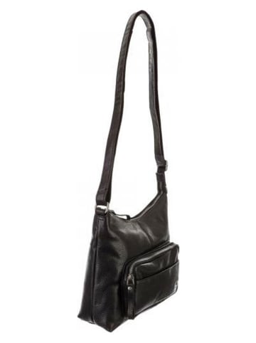 Bodenschatz Leder-Umhängetasche in Schwarz - (B)25 x (H)23 x (T)7 cm