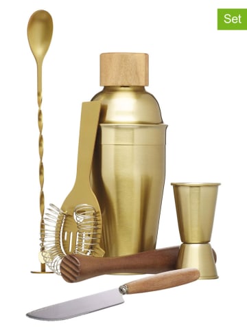 BarCraft 6-delige cocktailshakerset goudkleurig