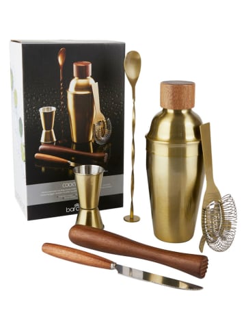 BarCraft 6-delige cocktailshakerset goudkleurig