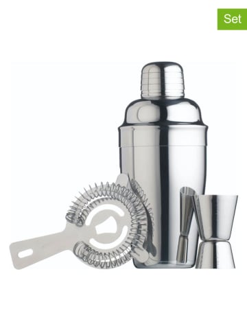 BarCraft 3-delige cocktailshakerset zilverkleurig