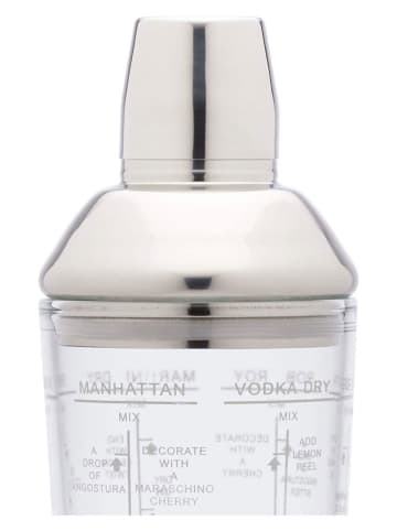 BarCraft Cocktailshaker zilverkleurig/transparant - 700 ml